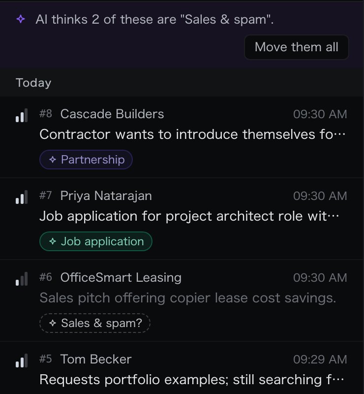 Inbox with suggested sales emails dimmed