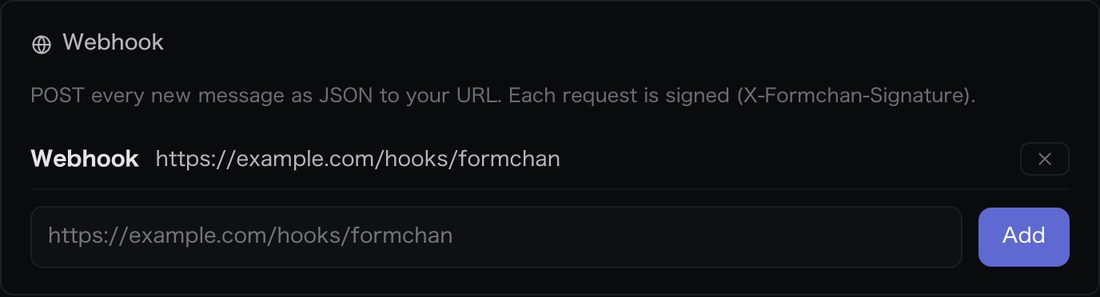 Webhook settings (Business).