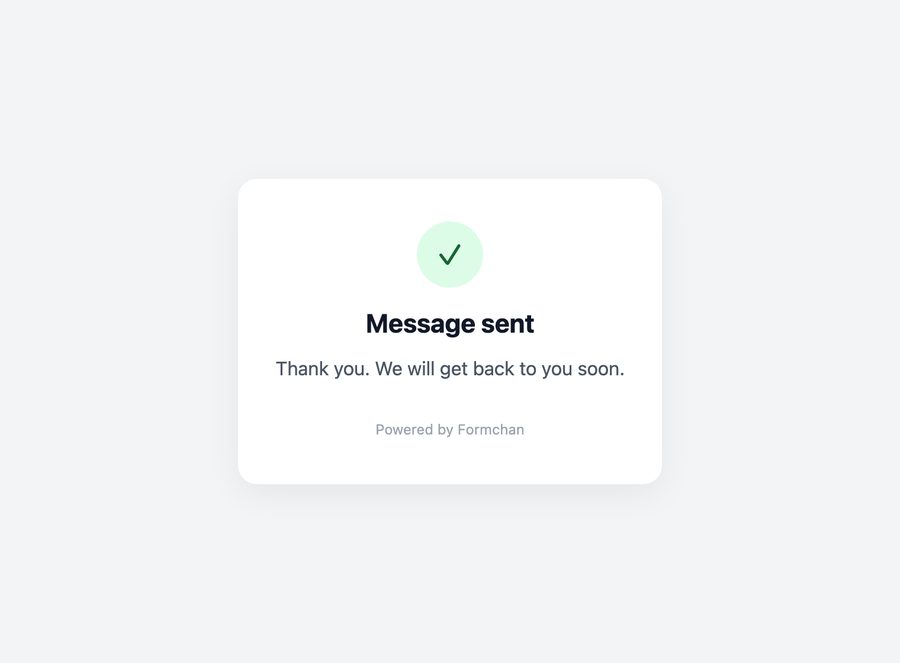 The confirmation page shown when you set nothing.